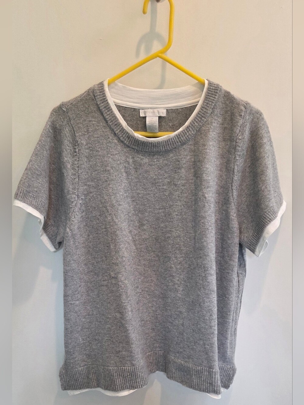 Design History Gray Knit Layered-Trim Top- Women's Size 1X